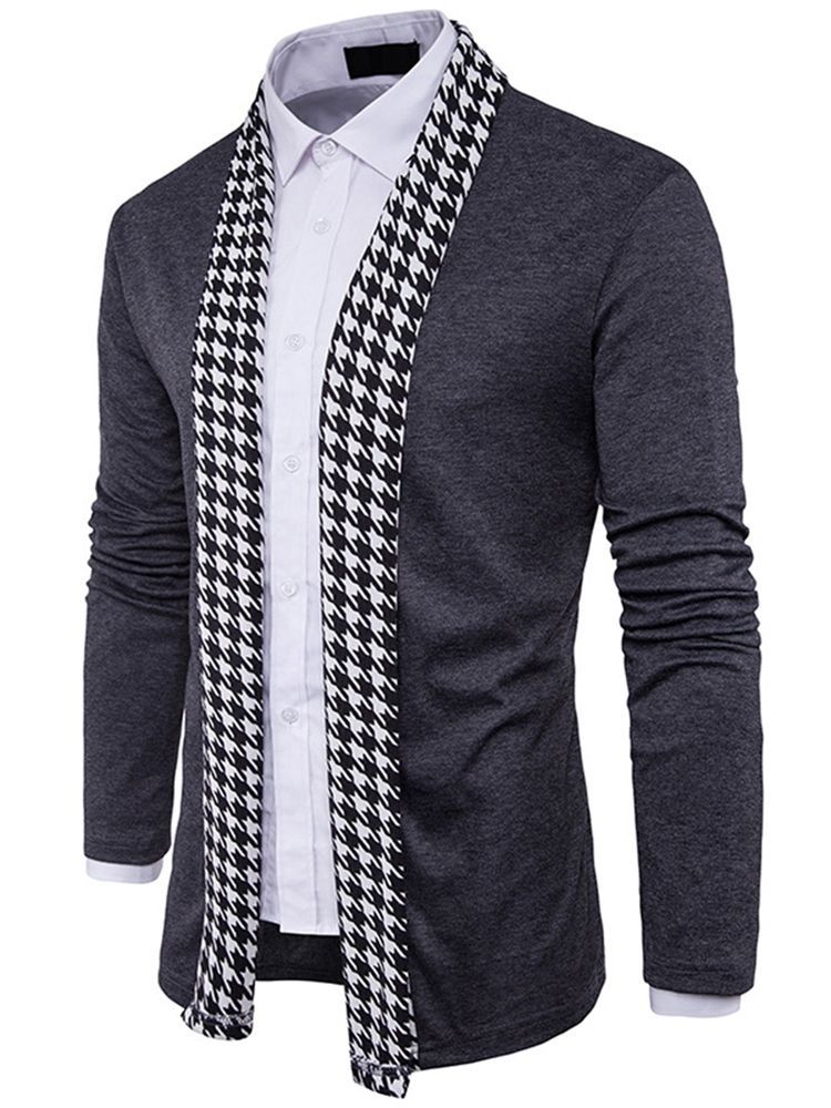 Standard Houndstooth Slim Fall Genser For Menn