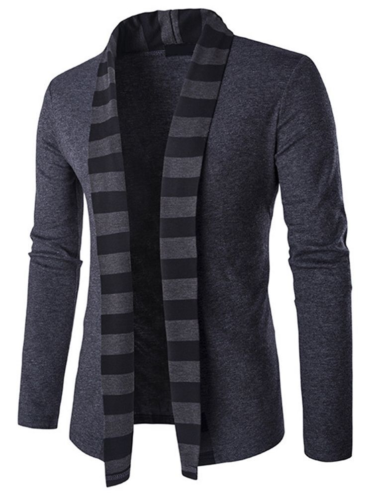 Stripe Cardigan Casual Menns Genser