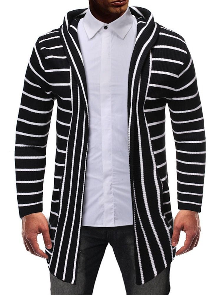 Stripe Mid-length Casual Slim Slim Genser For Menn