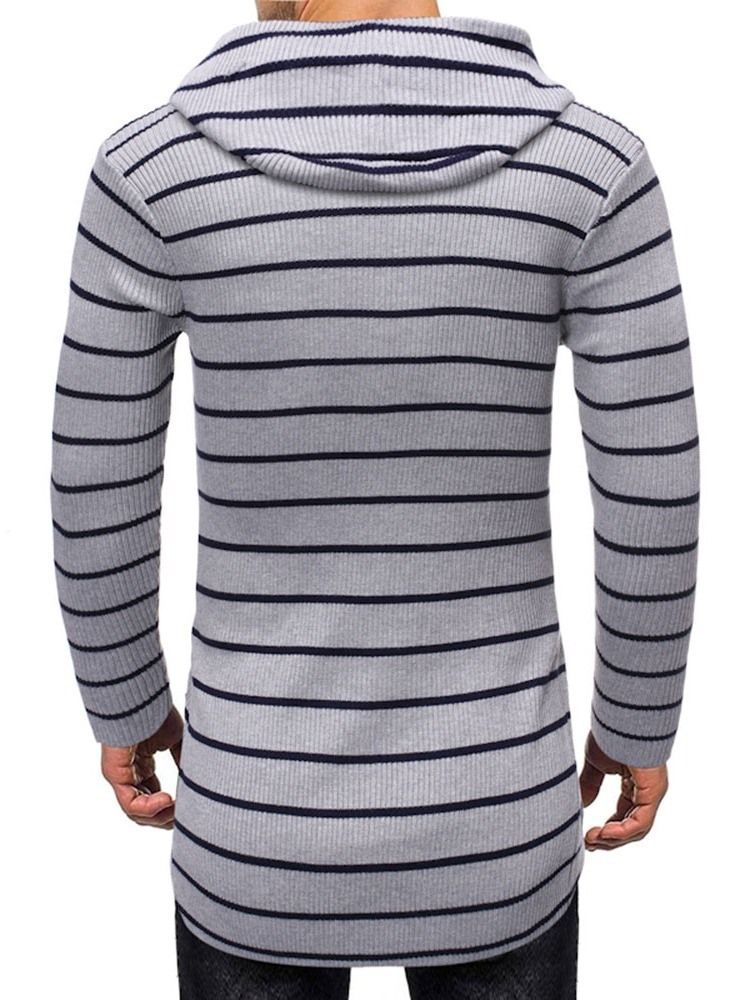 Stripe Mid-length Casual Slim Slim Genser For Menn