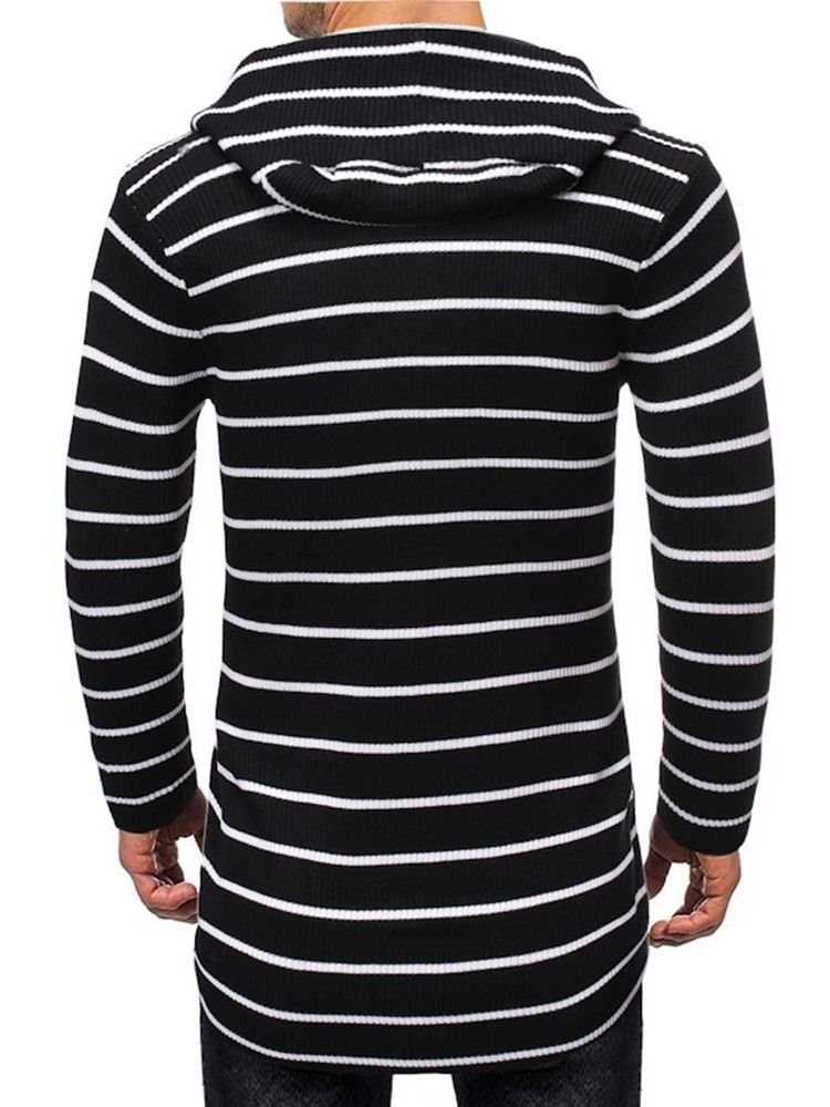 Stripe Mid-length Casual Slim Slim Genser For Menn