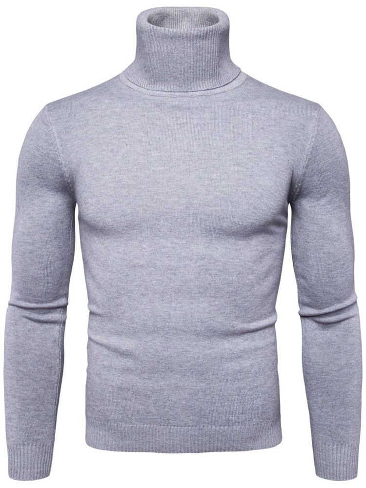 Turtleneck Plain Standard Slim Spring Genser For Menn