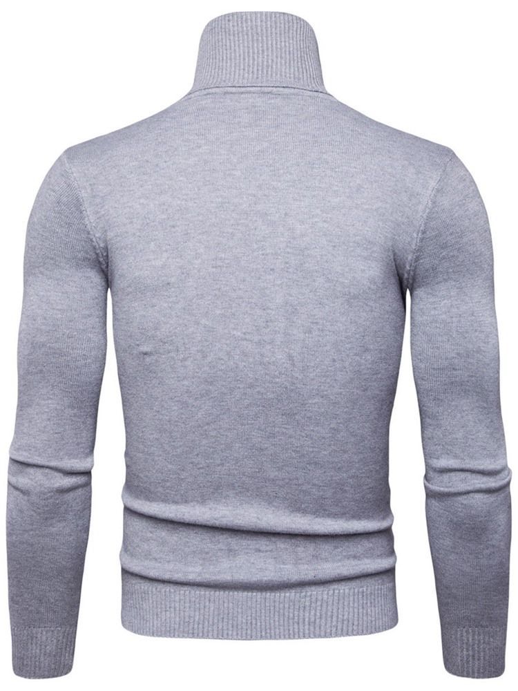 Turtleneck Plain Standard Slim Spring Genser For Menn