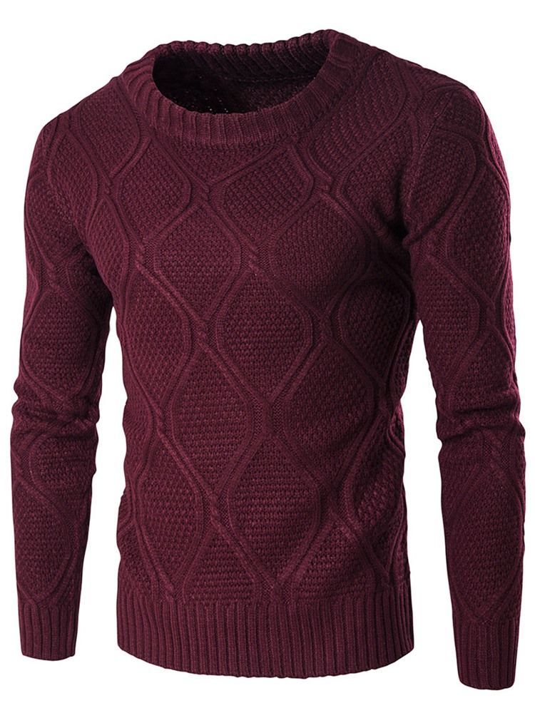 Vanlig Crew Neck Jacquard Vogue Varm Genser For Menn