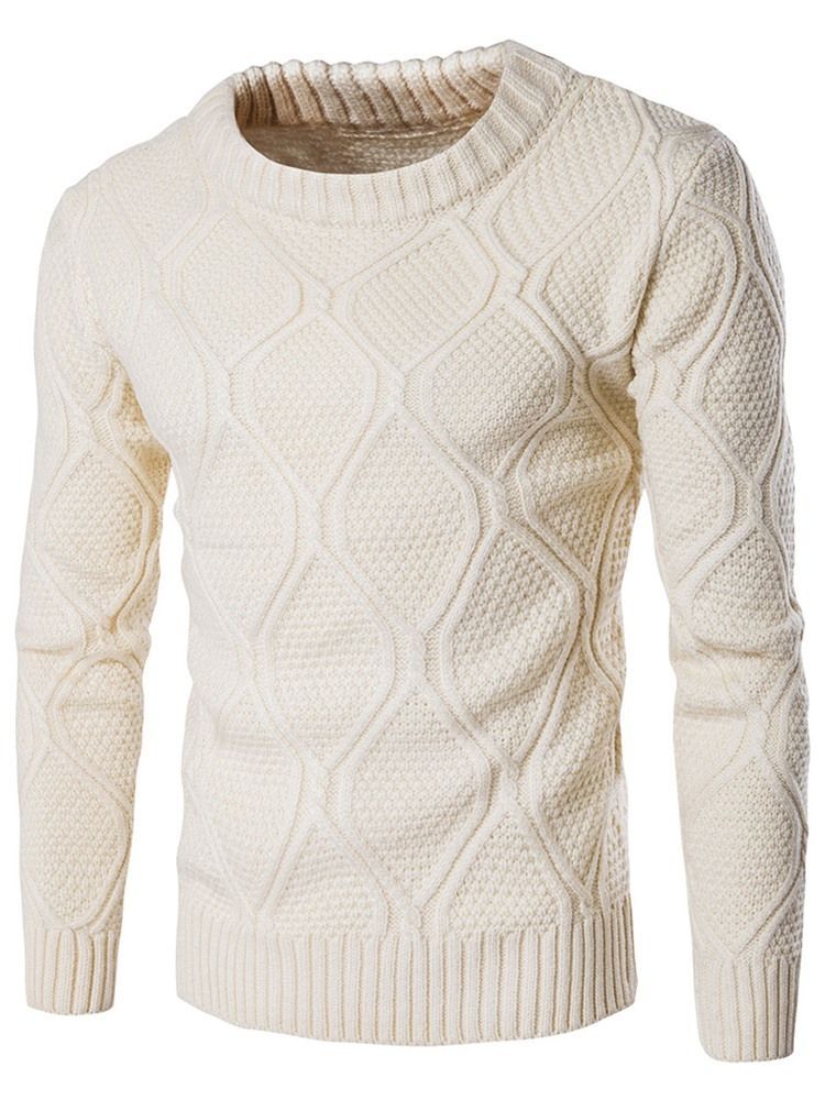 Vanlig Crew Neck Jacquard Vogue Varm Genser For Menn