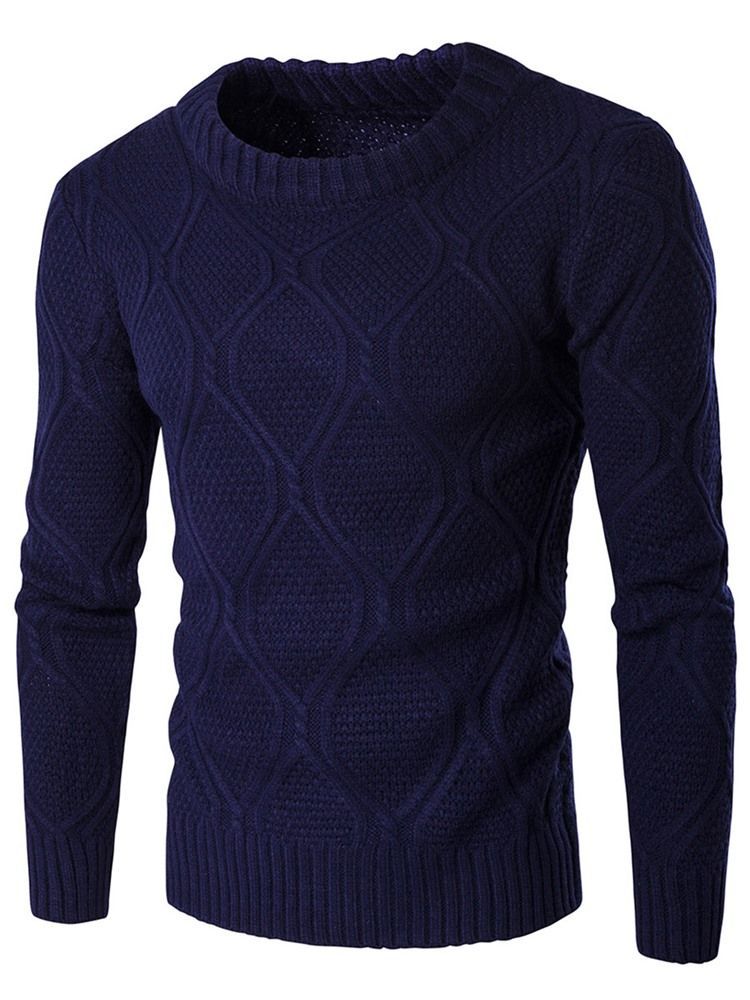 Vanlig Crew Neck Jacquard Vogue Varm Genser For Menn