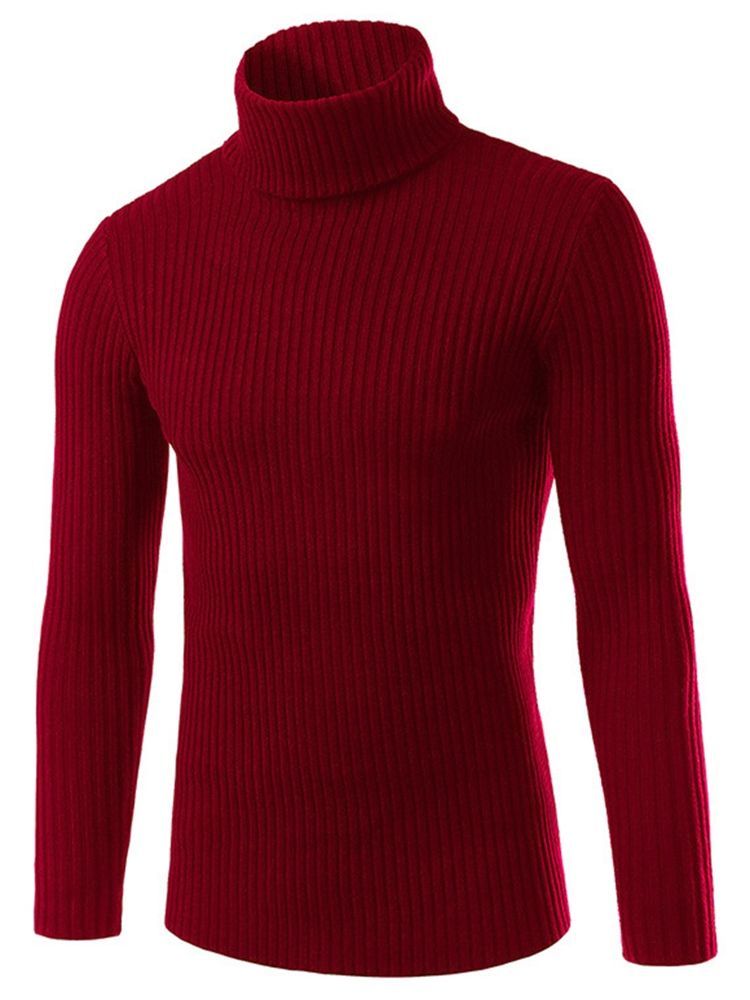 Vanlig Turtle Neck Slim Herre Genser