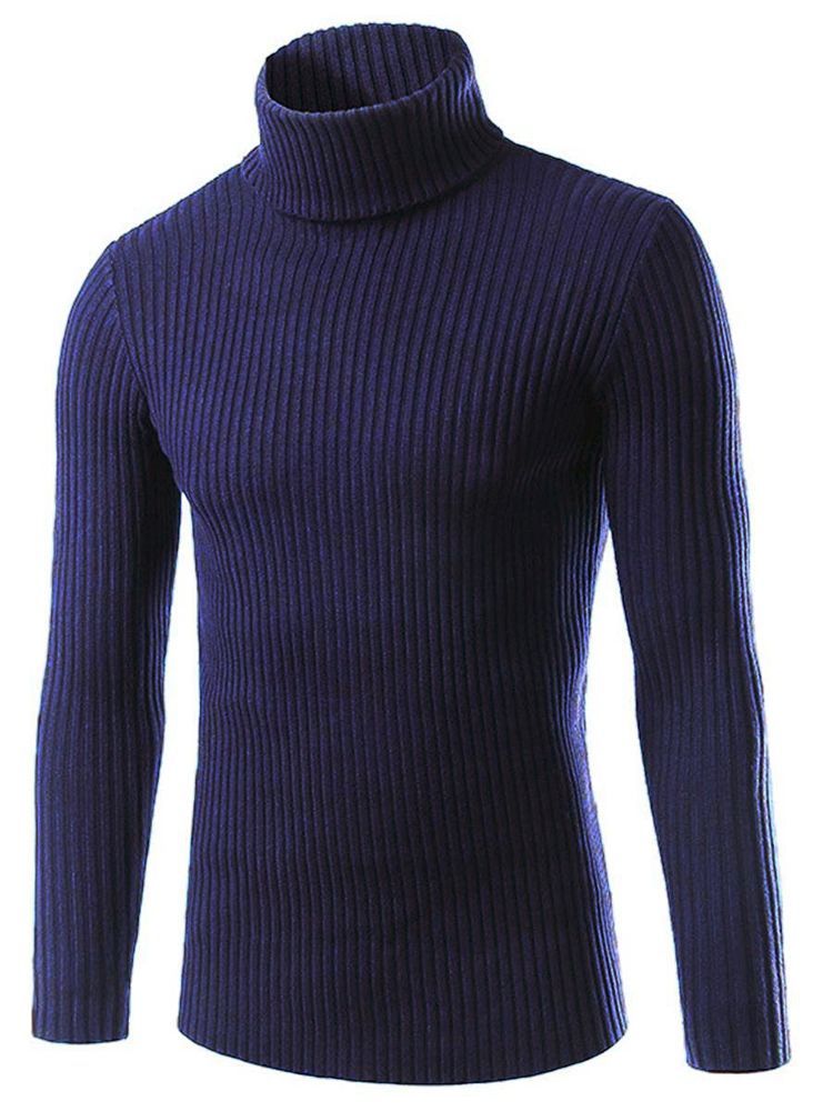 Vanlig Turtle Neck Slim Herre Genser