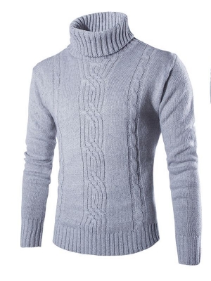 Vanlig Turtleneck Varm Genser For Menn