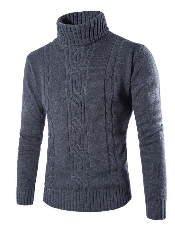 Vanlig Turtleneck Varm Genser For Menn