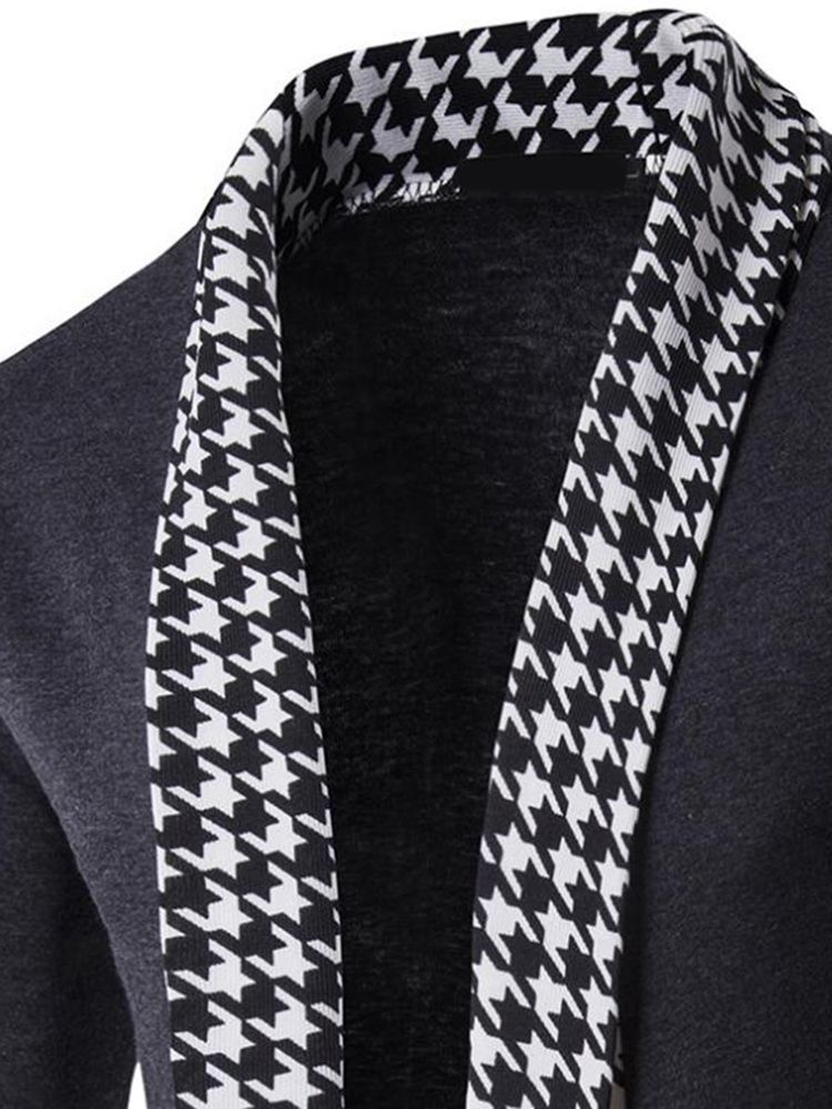 Vogue Houndstooth Patchwork Cardigan Herrestrikk