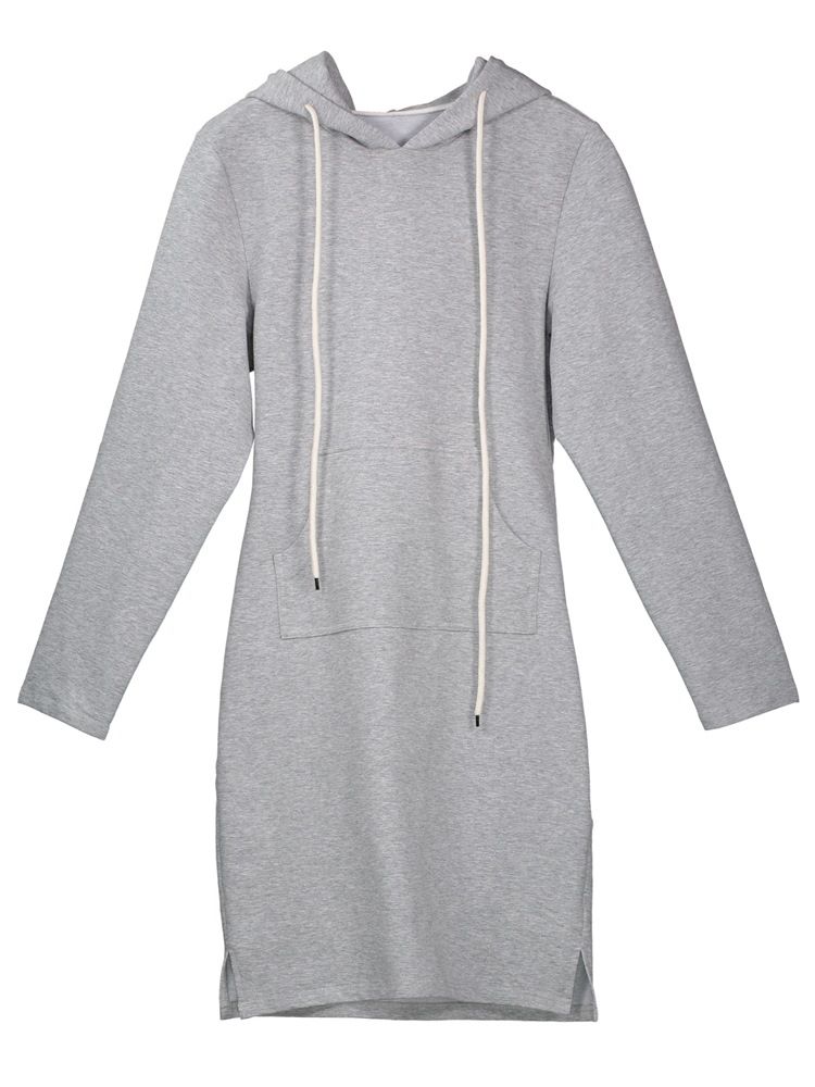 Kangaroo Pocket Hooded Bodycon Dress For Kvinner