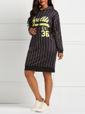 Kvinner Print Knelang Pullover Ladylike Letter Dress