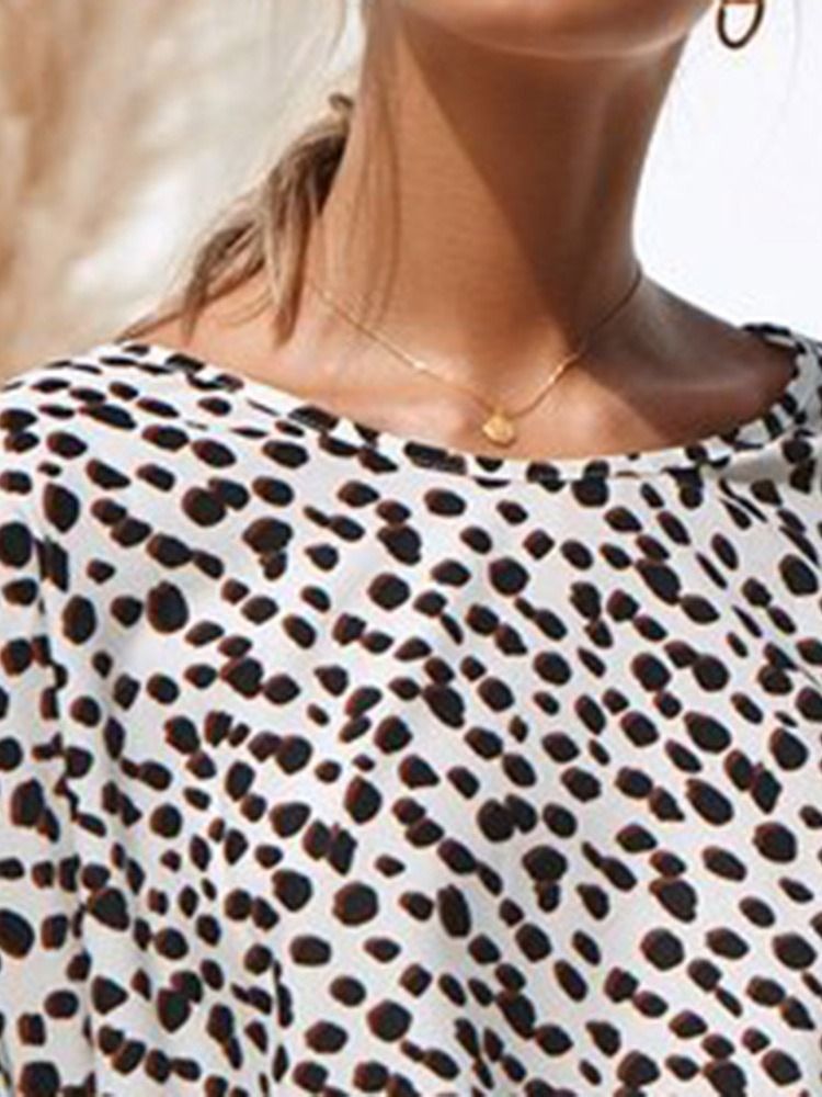 Kvinners Uformell Kjole Med Rund Hals Leopard Asymmetrisk