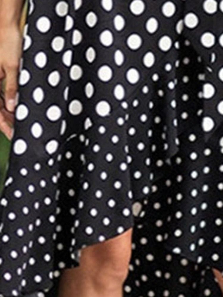 Polka Dots Flare Sleeve V-neck Swallowtail Casual Dress