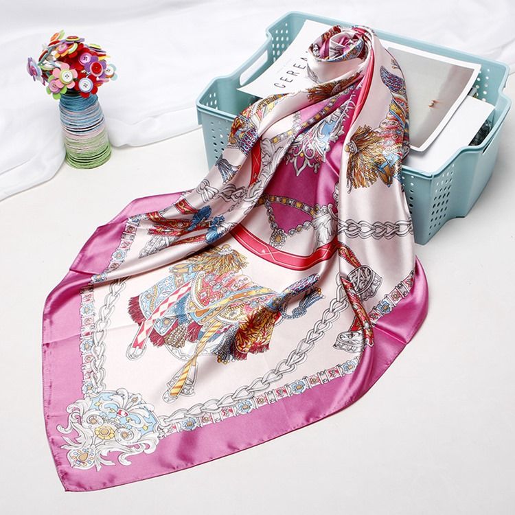 Charmeuse Print Cartoon Vintage Dame Scarves