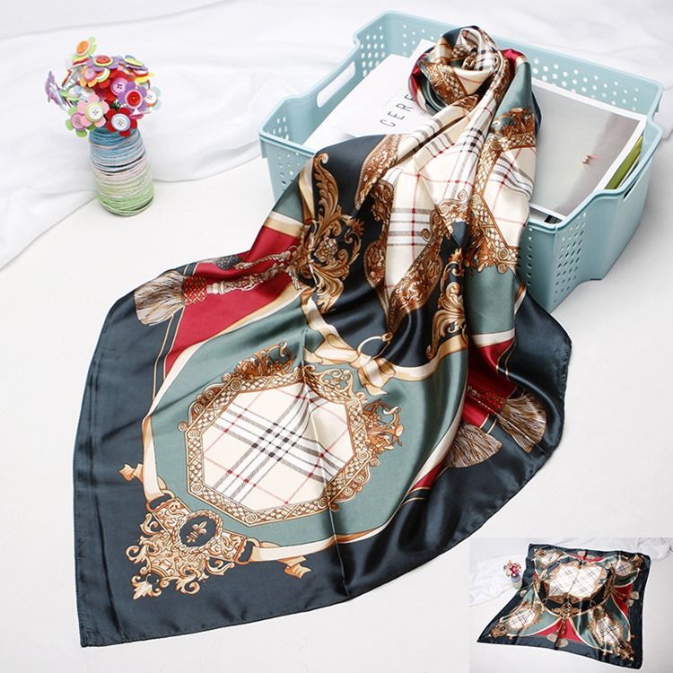 Dame Charmeuse Print Color Block Sweet Scarves