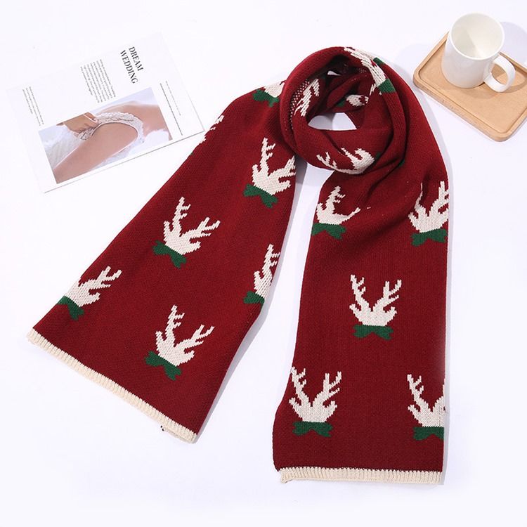 Dame Christmas Deer Print Cartoon Scarves