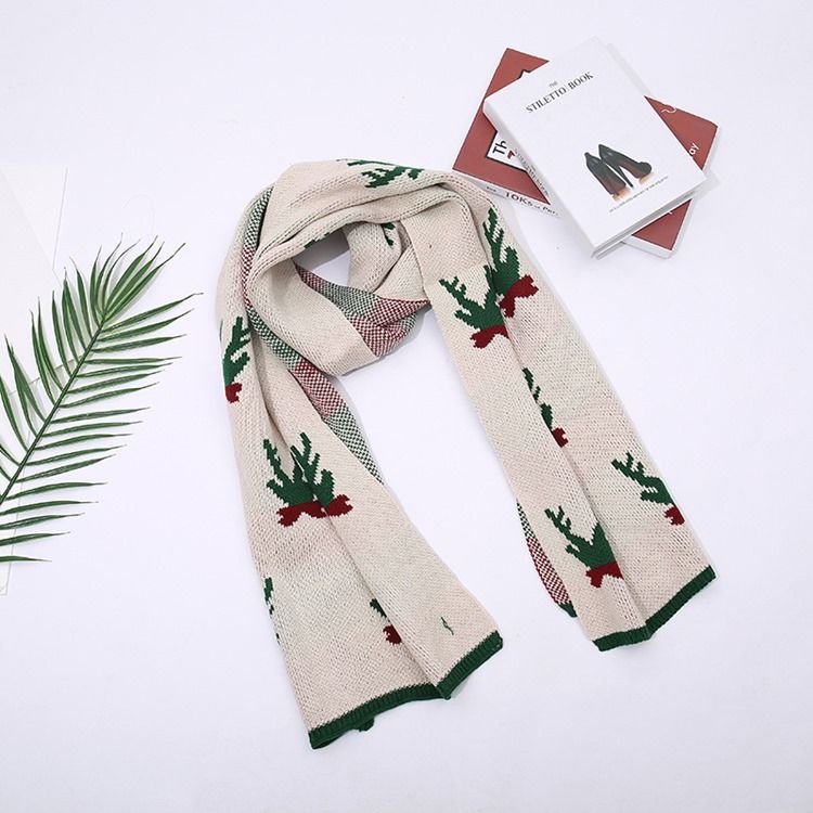 Dame Christmas Deer Print Cartoon Scarves