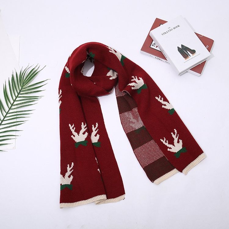 Dame Christmas Deer Print Cartoon Scarves