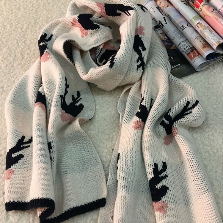 Dame Christmas Deer Print Cartoon Scarves