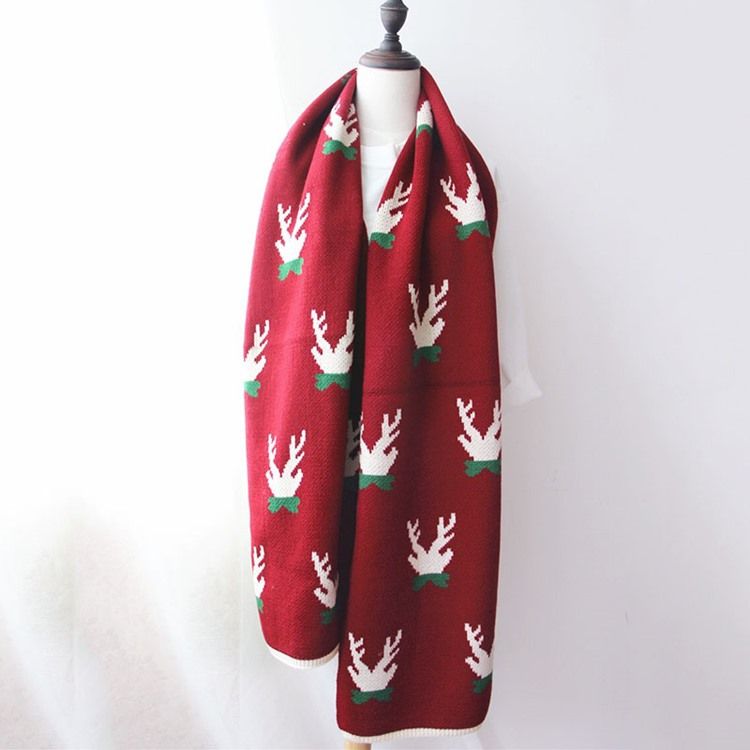 Dame Christmas Deer Print Cartoon Scarves