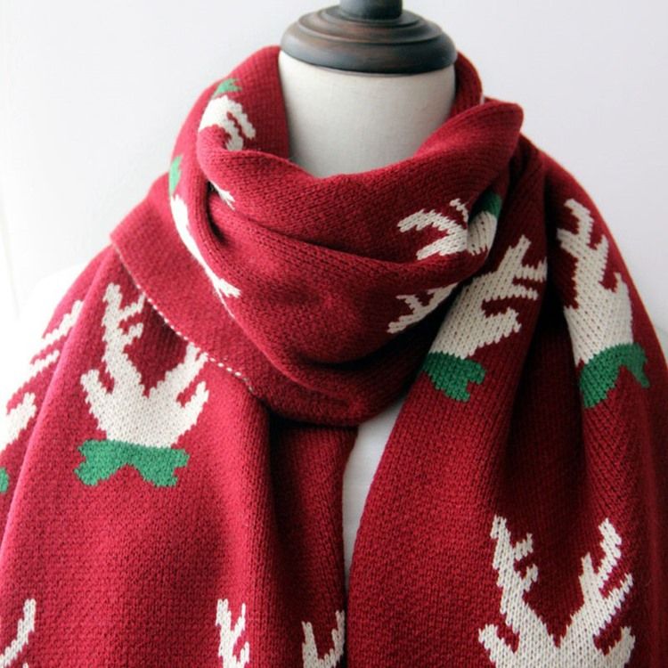 Dame Christmas Deer Print Cartoon Scarves