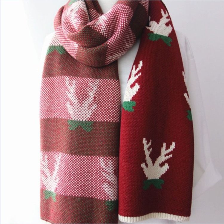 Dame Christmas Deer Print Cartoon Scarves