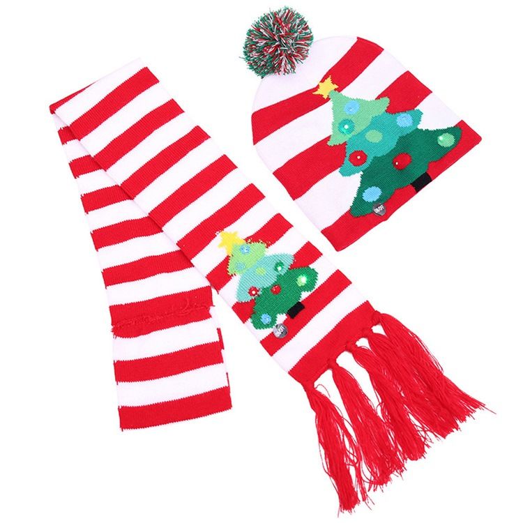 Dame Color Block Christmas Decoration Scarf Hat Supplies