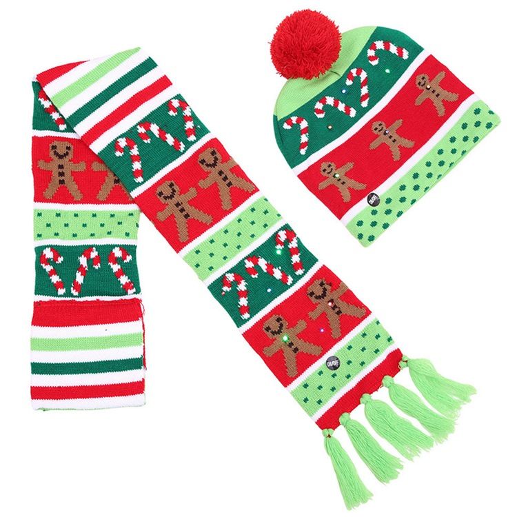 Dame Color Block Christmas Decoration Scarf Hat Supplies