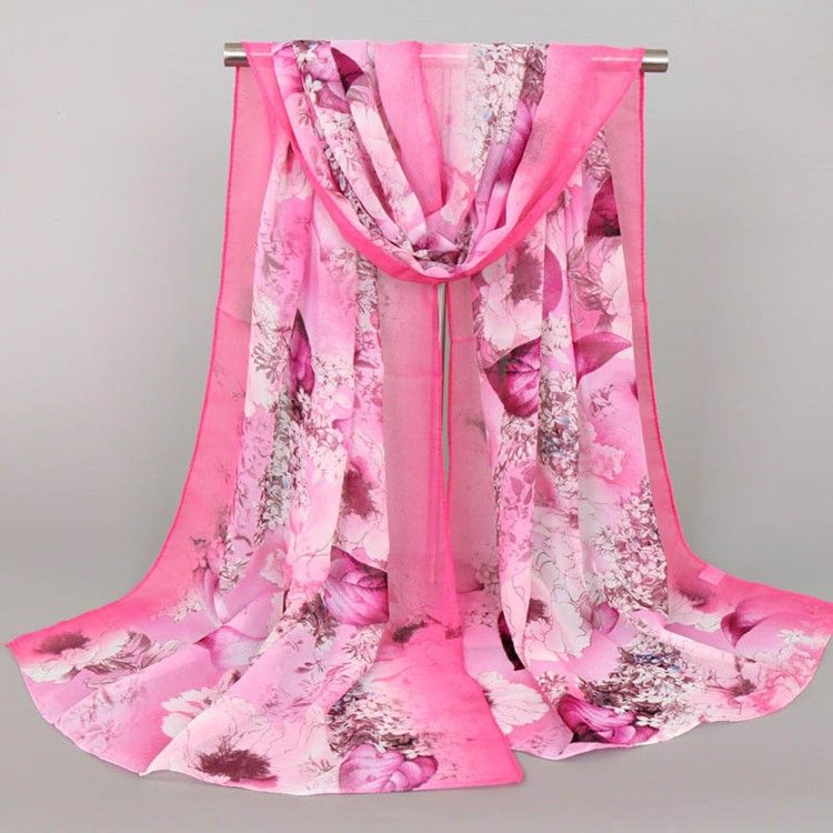 High End Chiffon Printed Scarf For Kvinner