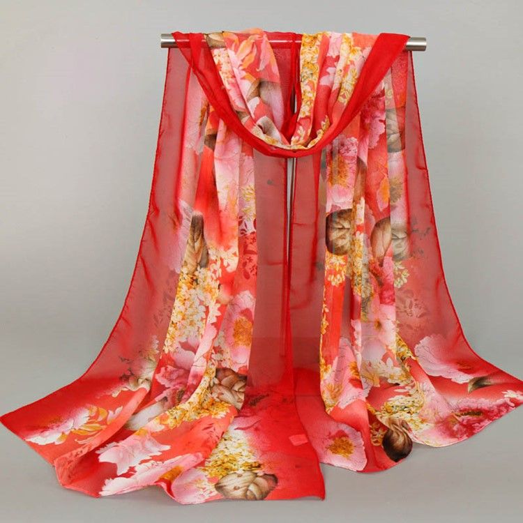 High End Chiffon Printed Scarf For Kvinner