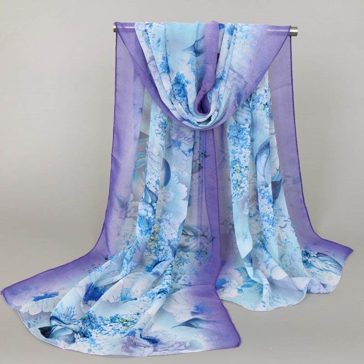 High End Chiffon Printed Scarf For Kvinner