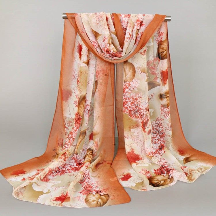 High End Chiffon Printed Scarf For Kvinner