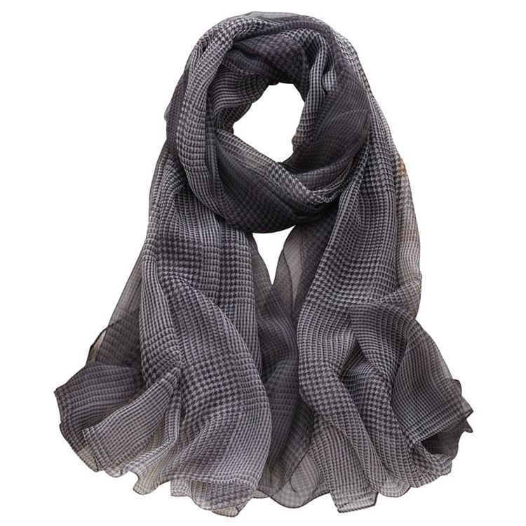 Kvinner Grid Chiffon Charmeuse Plaid Scarf