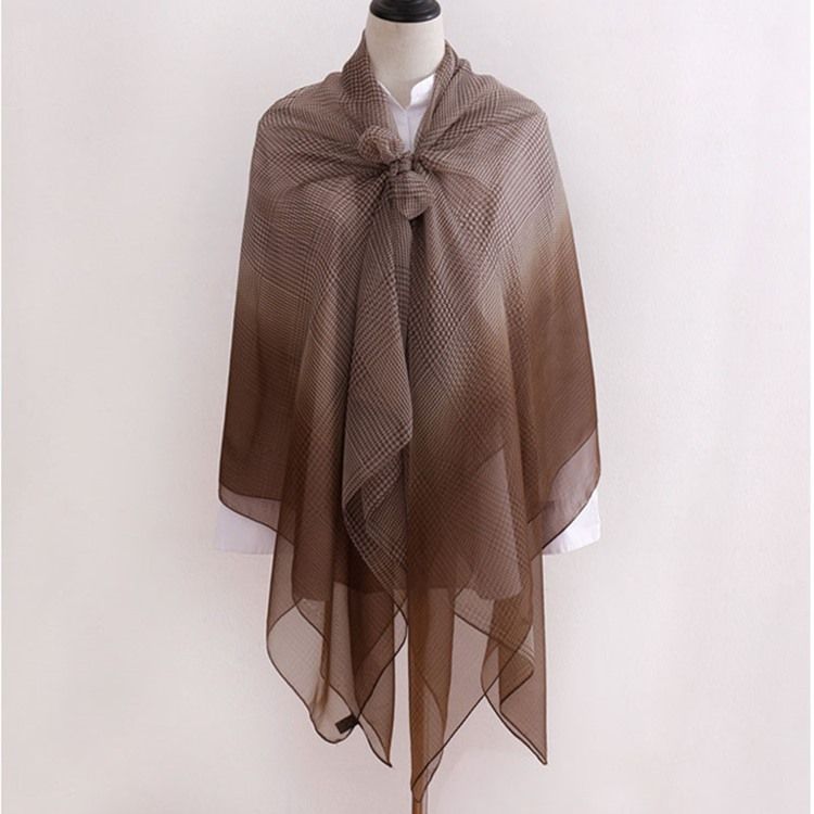 Kvinner Grid Chiffon Charmeuse Plaid Scarf