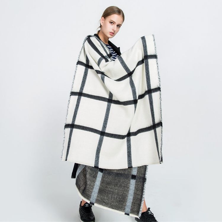 Kvinner Imitasjon Cashmere Print Plaid Skjerf