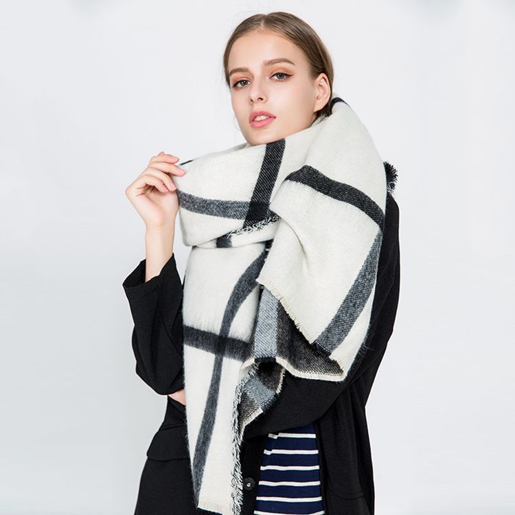 Kvinner Imitasjon Cashmere Print Plaid Skjerf