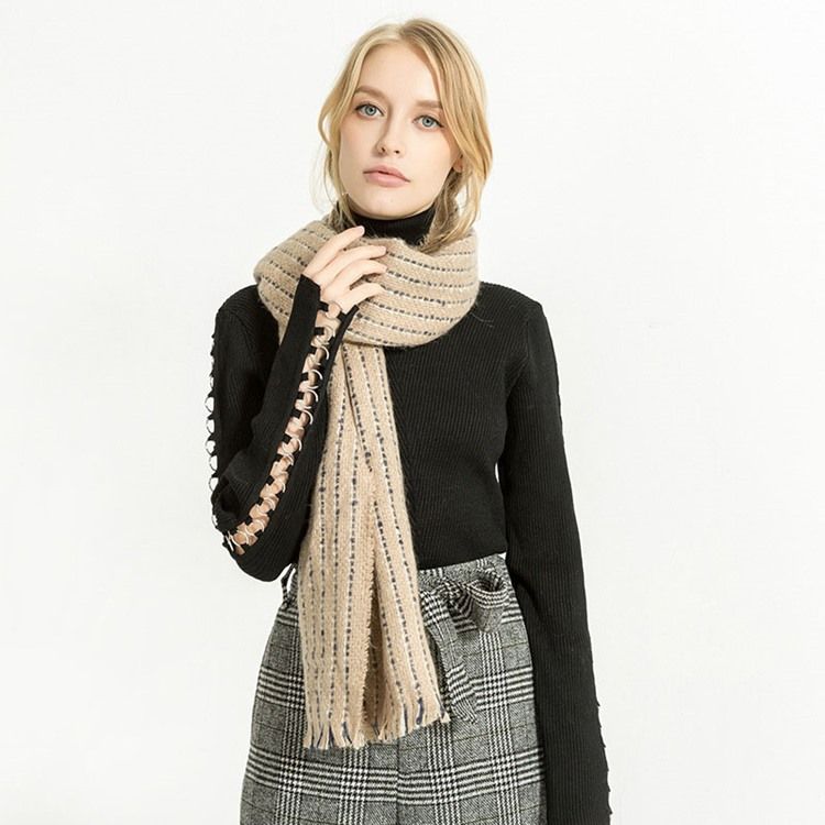 Kvinner Imitasjon Cashmere Stripe Skjerf