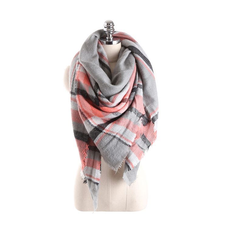 Kvinner Imitasjon Cashmere Tassel Plaid Scarves