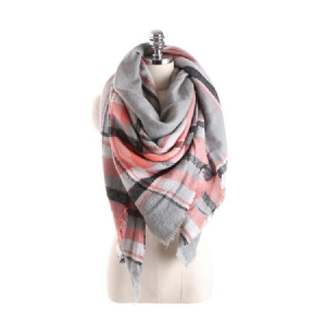 Kvinner Imitasjon Cashmere Tassel Plaid Scarves