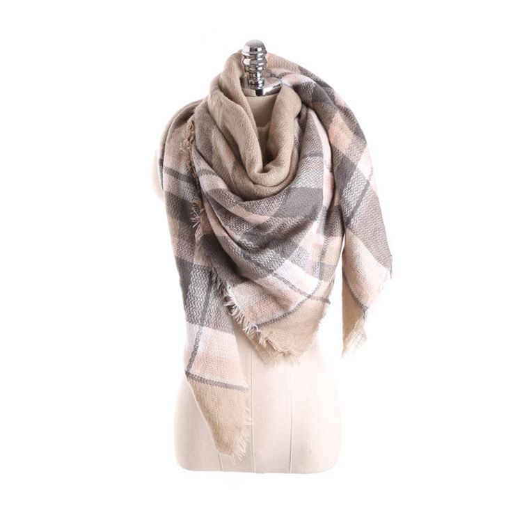 Kvinner Imitasjon Cashmere Tassel Plaid Scarves