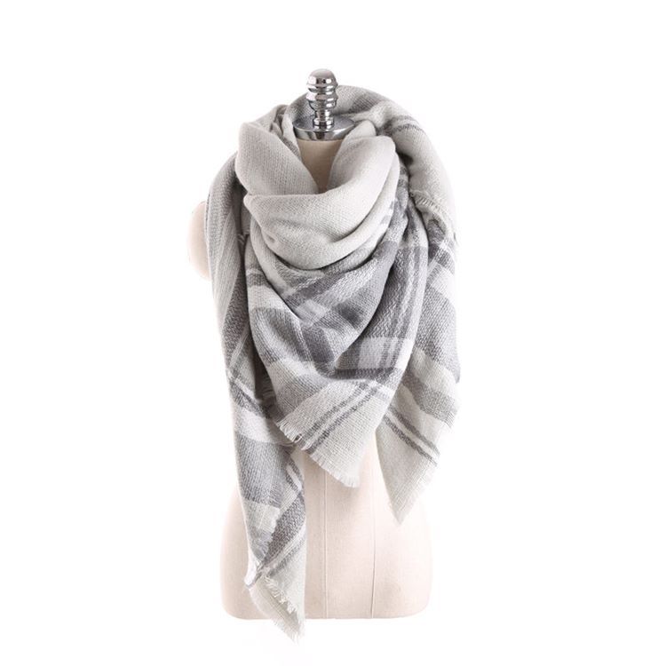 Kvinner Imitasjon Cashmere Tassel Plaid Scarves