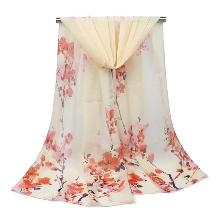 Kvinners Plum Blossom Printed Graceful Scarf