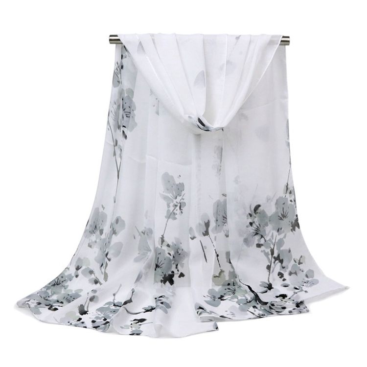 Kvinners Plum Blossom Printed Graceful Scarf