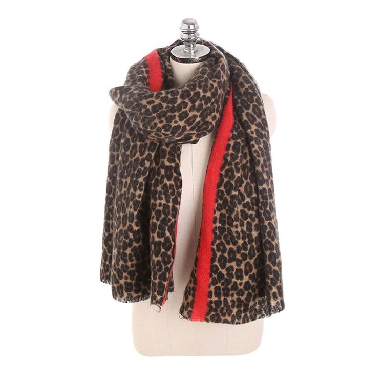 Kvinners Trykk Akryl Leopard Skjerf