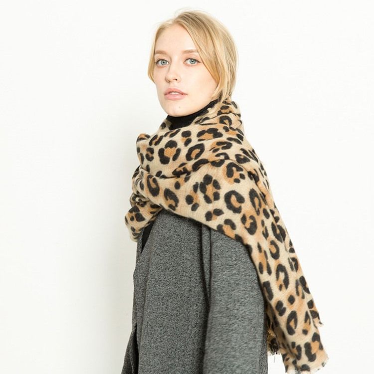 Kvinners Trykk Akryl Leopard Skjerf