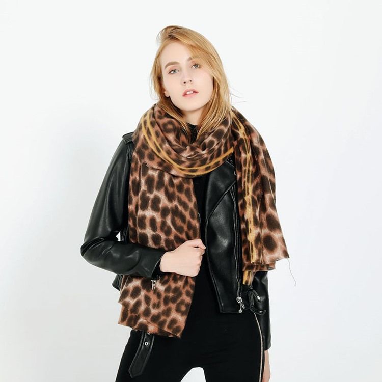 Kvinners Trykk Akryl Leopard Skjerf