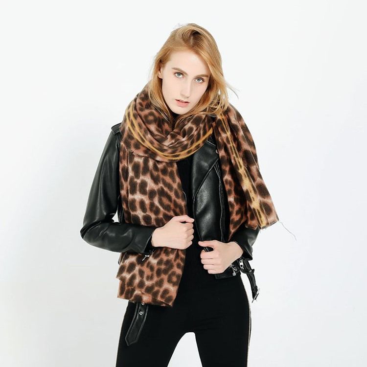 Kvinners Trykk Akryl Leopard Skjerf