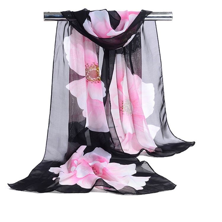 Nye Mote Kvinner Chiffon Ladylike Blomster Skjerf